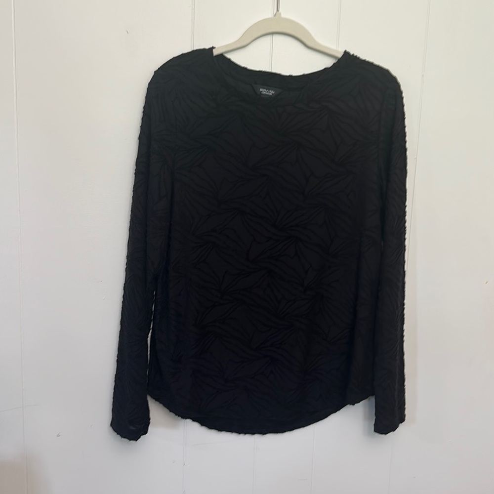 Black textured long sleeve Vera Wang top